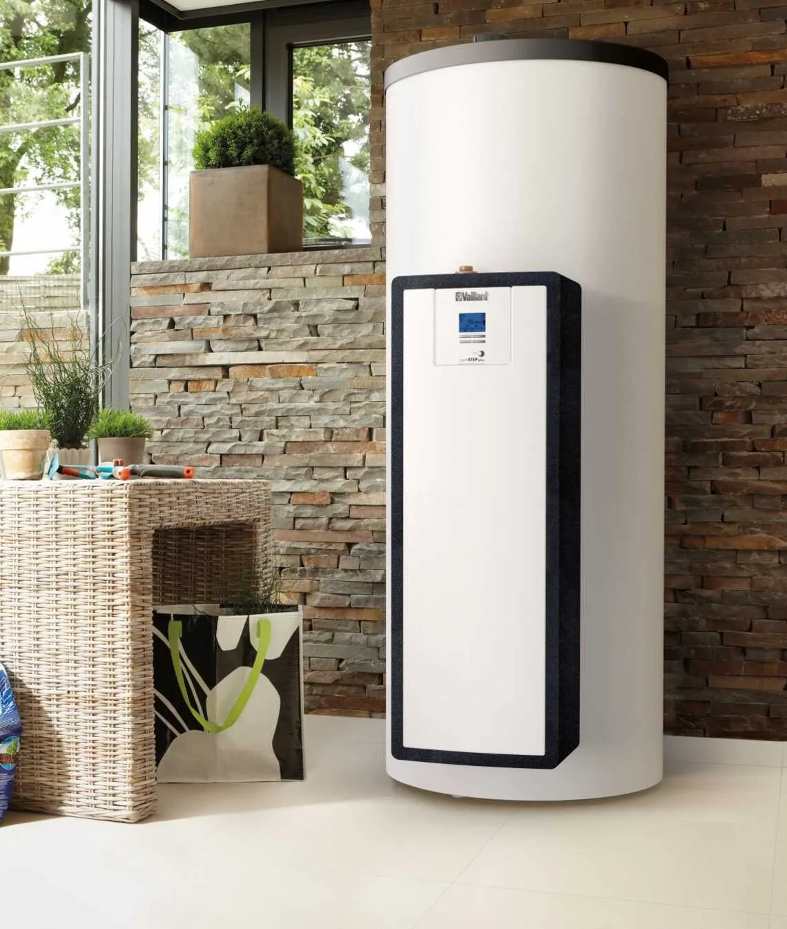 Warmtepompboiler opgesteld voor sanitair warm water