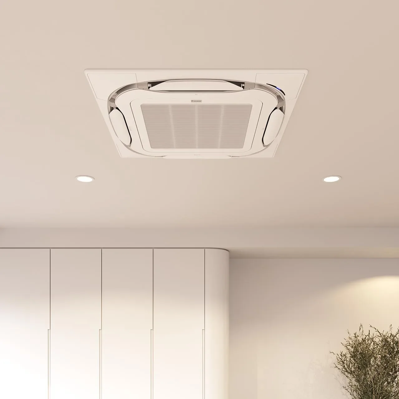 Airco-cassettemodel geïntegreerd in het plafond